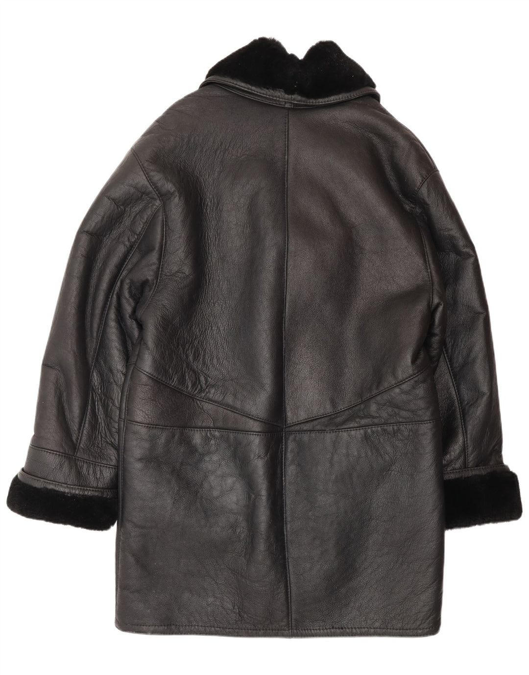 VINTAGE Dame Oversized Shearling Coat UK 16 Large Black