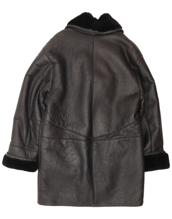 VINTAGE Dame Oversized Shearling Coat UK 16 Large Black