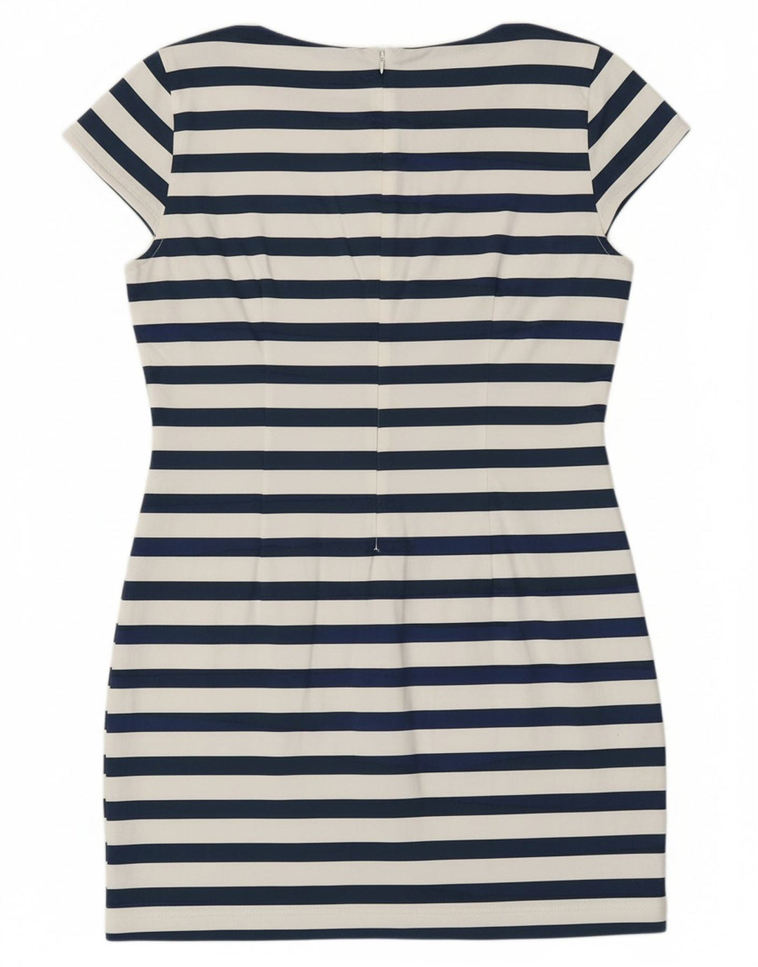 DESIGUAL Womens Graphic Sheath Dress EU 42 Large Navy Blue Striped