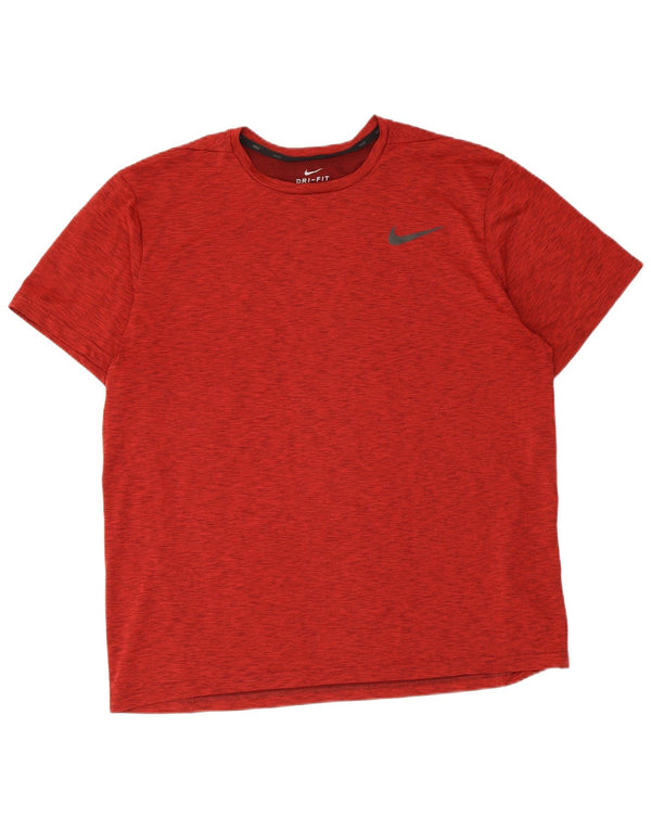 Nike Herre Dri Fit T-shirt Top XL Rød Flecked Polyester