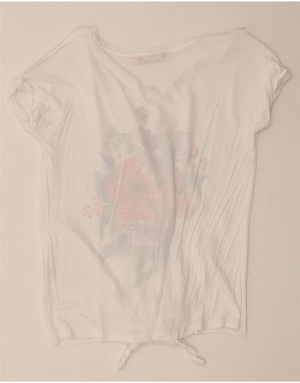Guess Graphic T-Shirt Top UK 10 Small White Floral