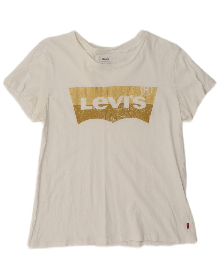 Levi's Grafisk T-shirt top til kvinder UK 14 Medium White