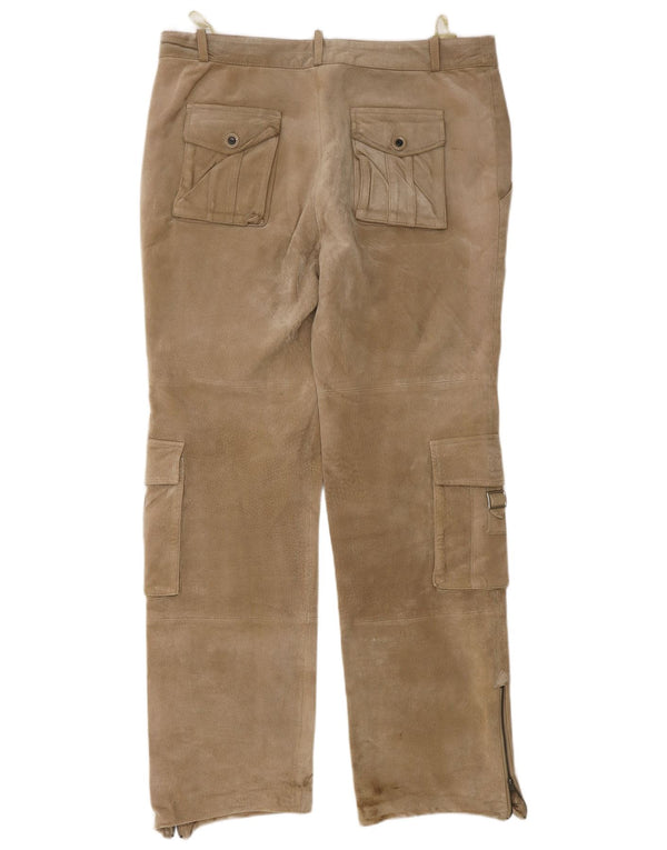 JOHN F GEE Straight Cargo-bukser i ruskind til mænd EU 50 Large W34 L32 Beige
