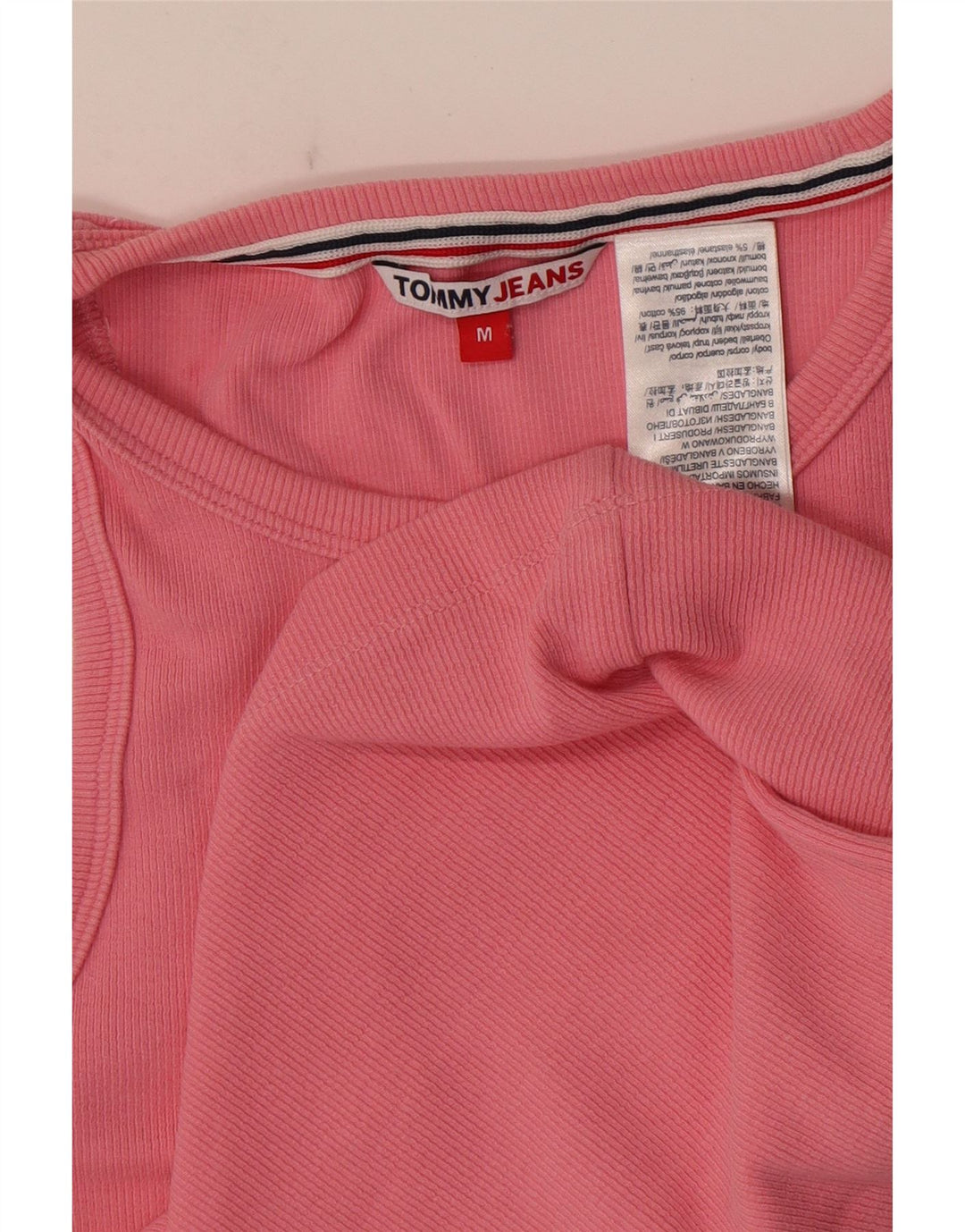 Tommy Hilfiger Dame Crop Vest Top UK 12 Medium Pink Bomuld