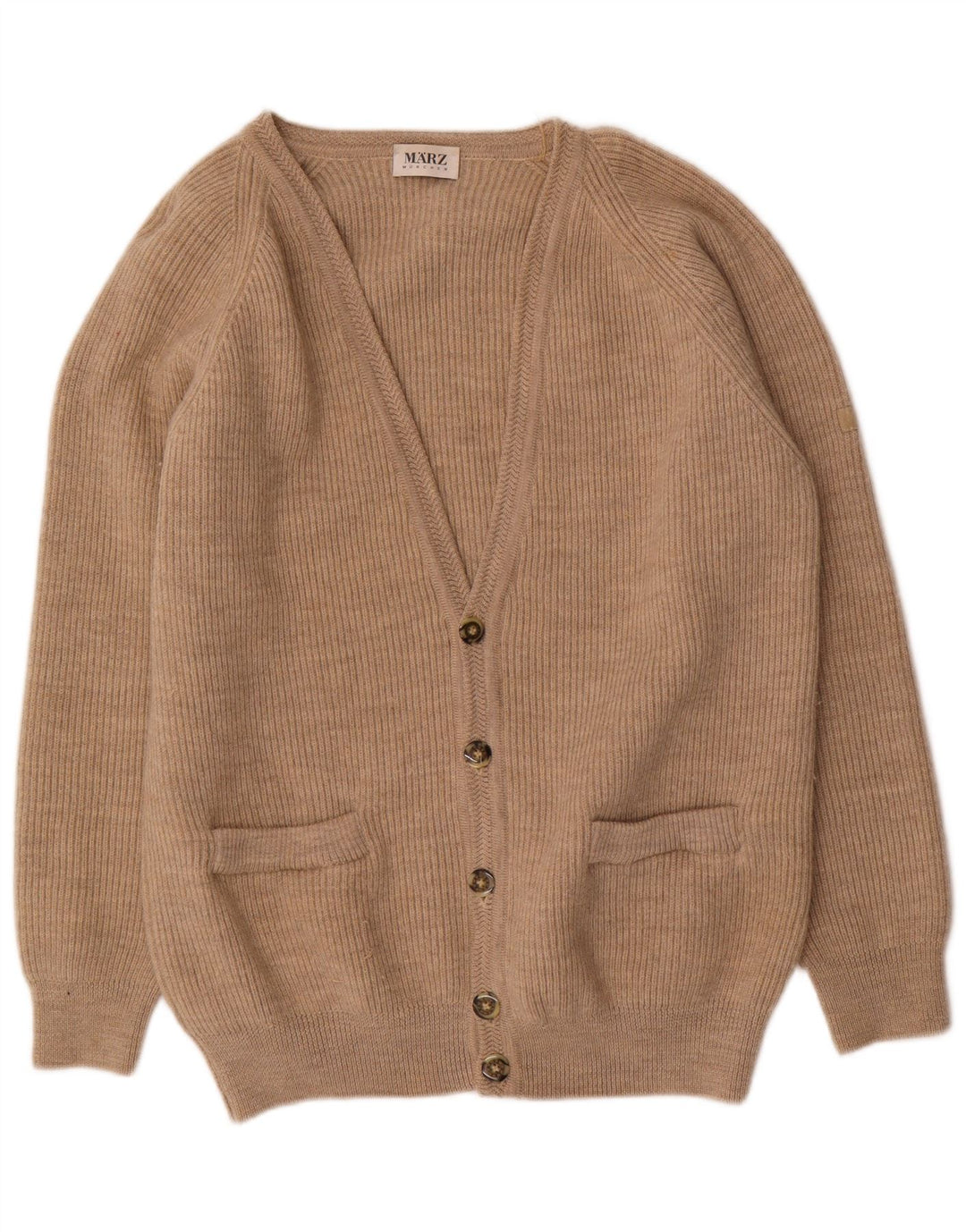 Marz Herre Loose Fit Cardigan Sweater Lille Beige Uld