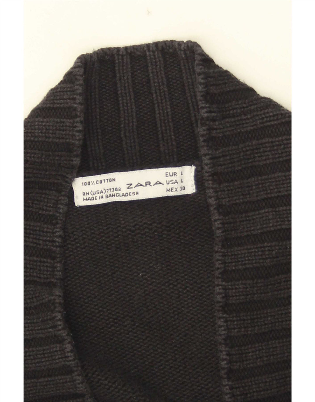 Zara Womens Open Cardigan Sweater UK 14 Large Black Bomuld