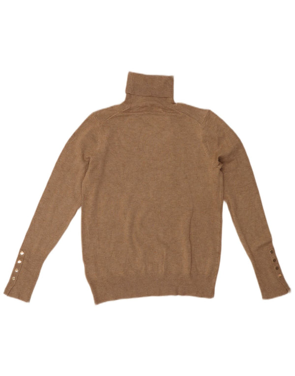 ZARA Dame Rullehals Sweater UK 12 Medium Beige Viscose