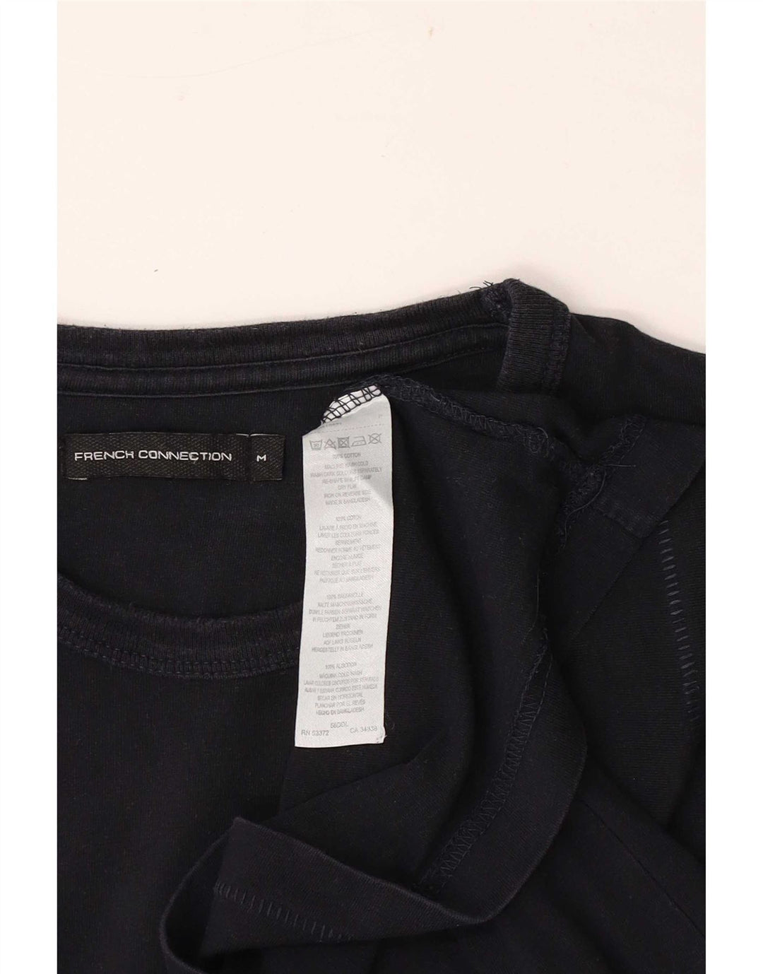 French Connection Dame T-Shirt Top UK 12 Medium Sort Bomuld