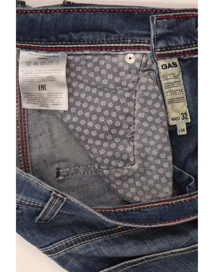 Gas Herre Slim Jeans W32 L34 Blå Bomuld