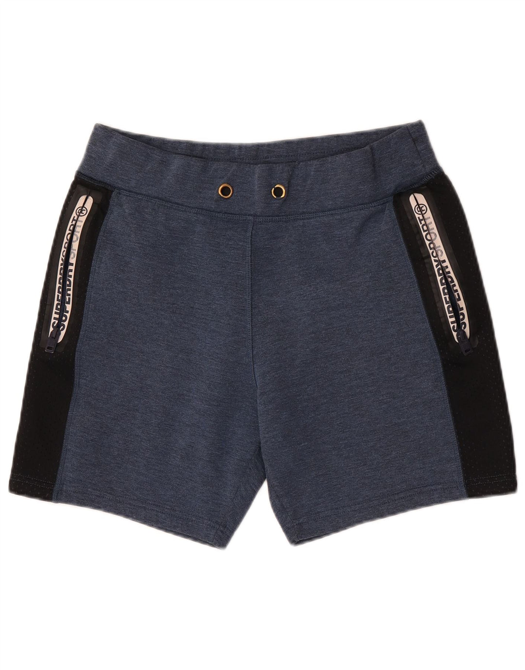 Superdry grafiske sportsshorts til mænd, store marineblå colourblock polyester
