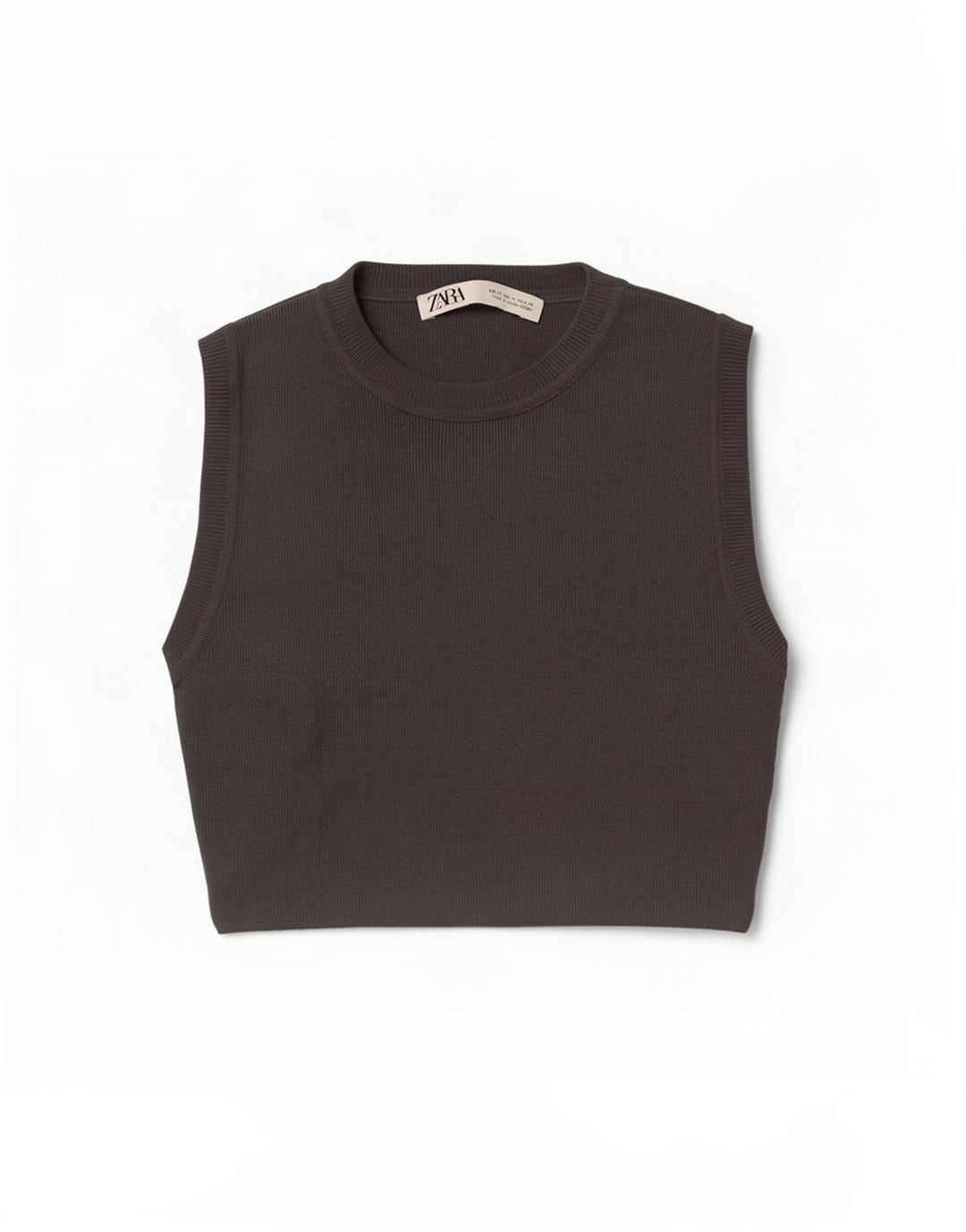 Zara Womens Crop Vest Top UK 12 Medium Grey Viscose