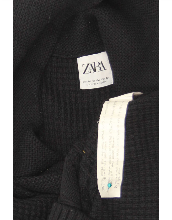 Zara Herre Shawl Neck Jumper Sweater Medium Sort Akryl