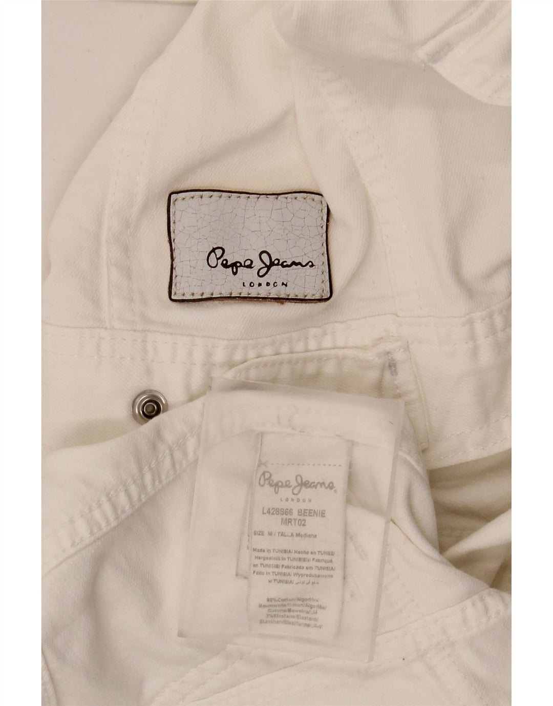 PEPE Jeans Dame Crop Denim Jacket UK 12 Medium White Bomuld