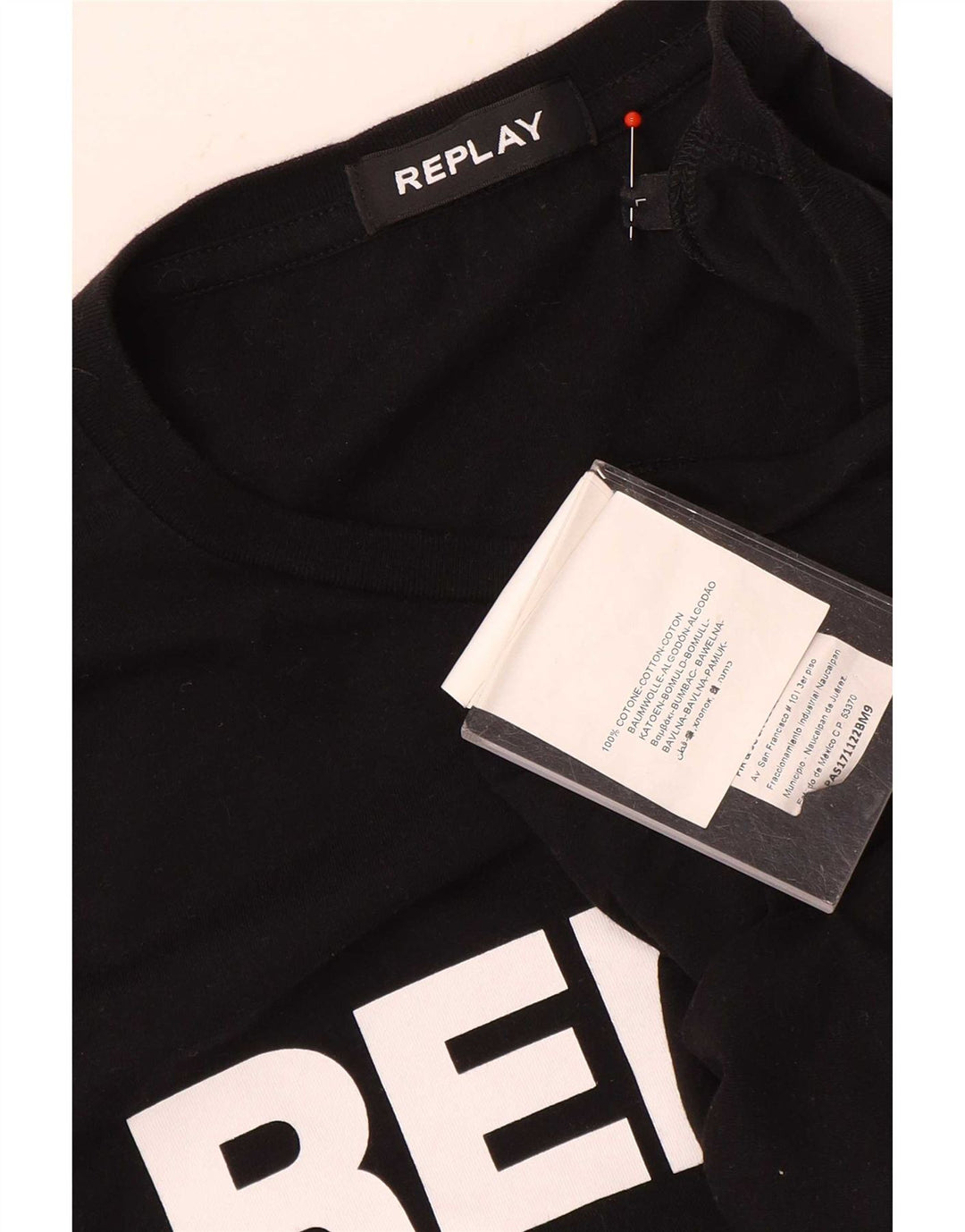 Replay Herre grafisk T-shirt langærmet stor sort bomuld