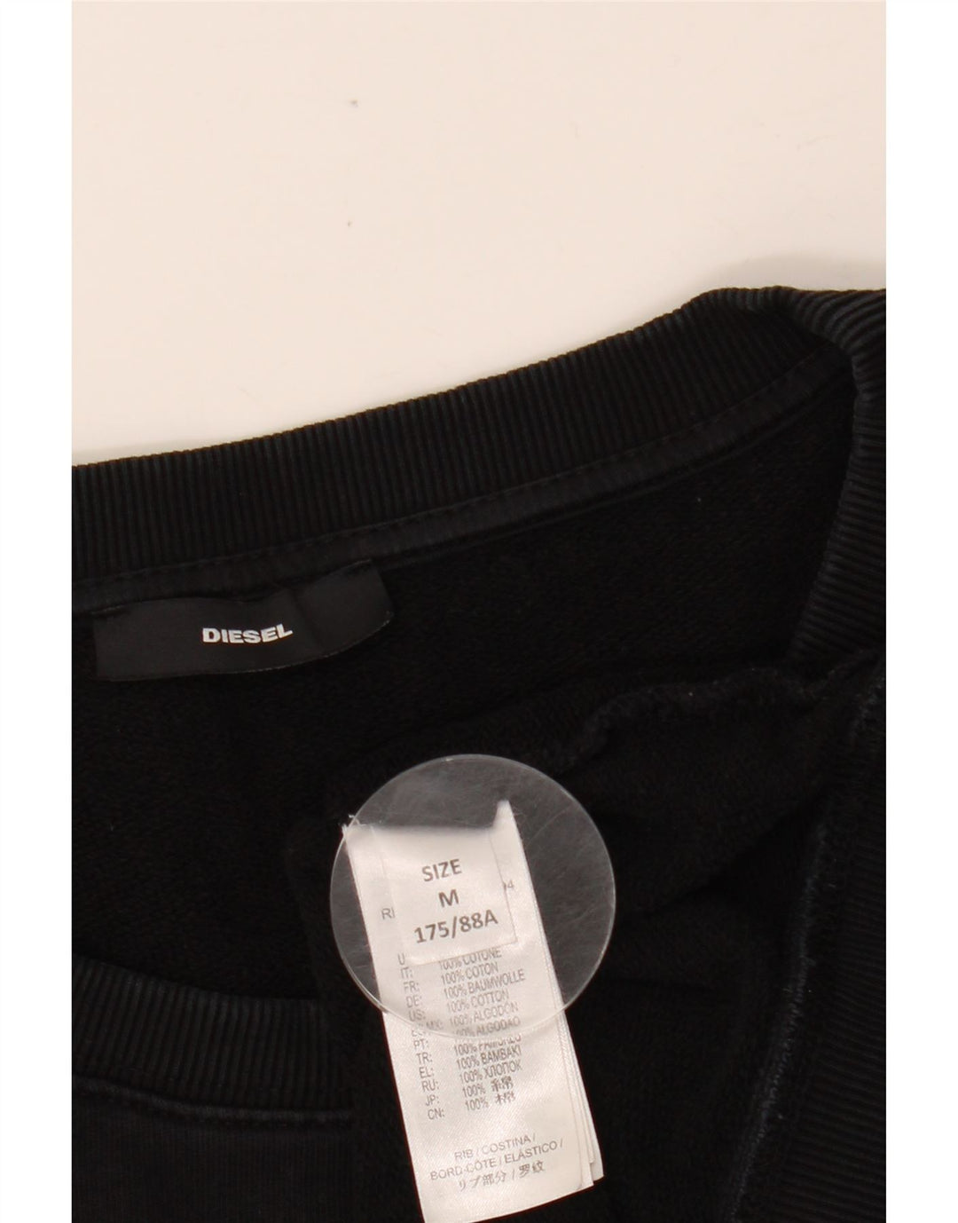 DIESEL Dame Grafisk Sweatshirt Jumper UK 14 Medium Sort Bomuld