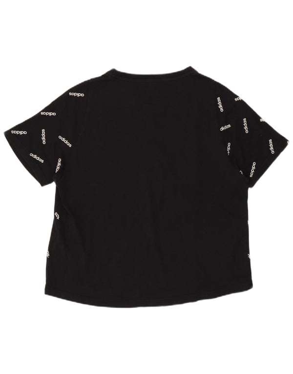 Adidas Dame Loose Fit Grafisk T-Shirt Top UK 8/10 Small Black Bomuld