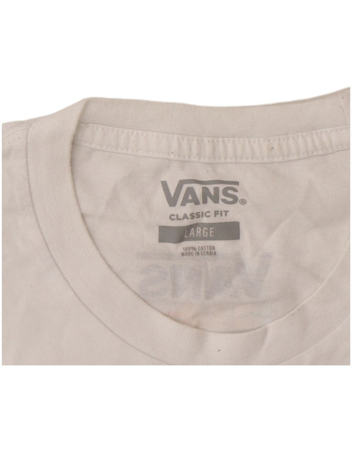 Vans Herre Classic Fit Grafisk T-Shirt Top Stor Hvid Bomuld