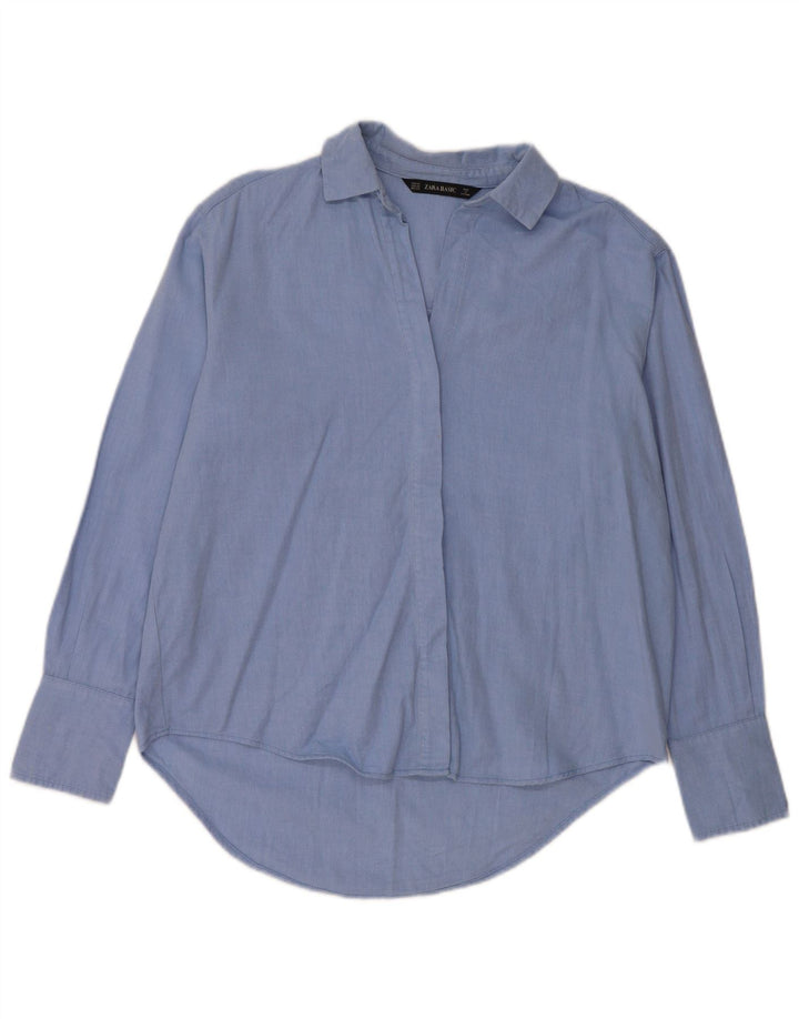 Zara oversize skjorte til kvinder UK 6 XS blå bomuld