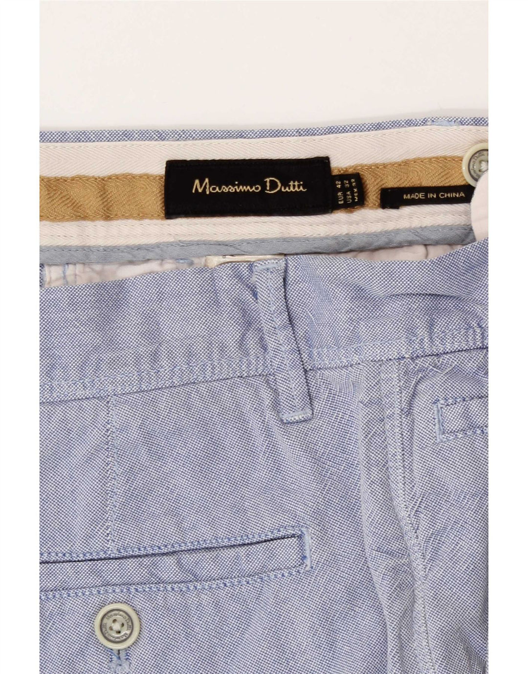 Massimo Dutti Herre Chino Shorts EU 42 Large W32 Blå Bomuld