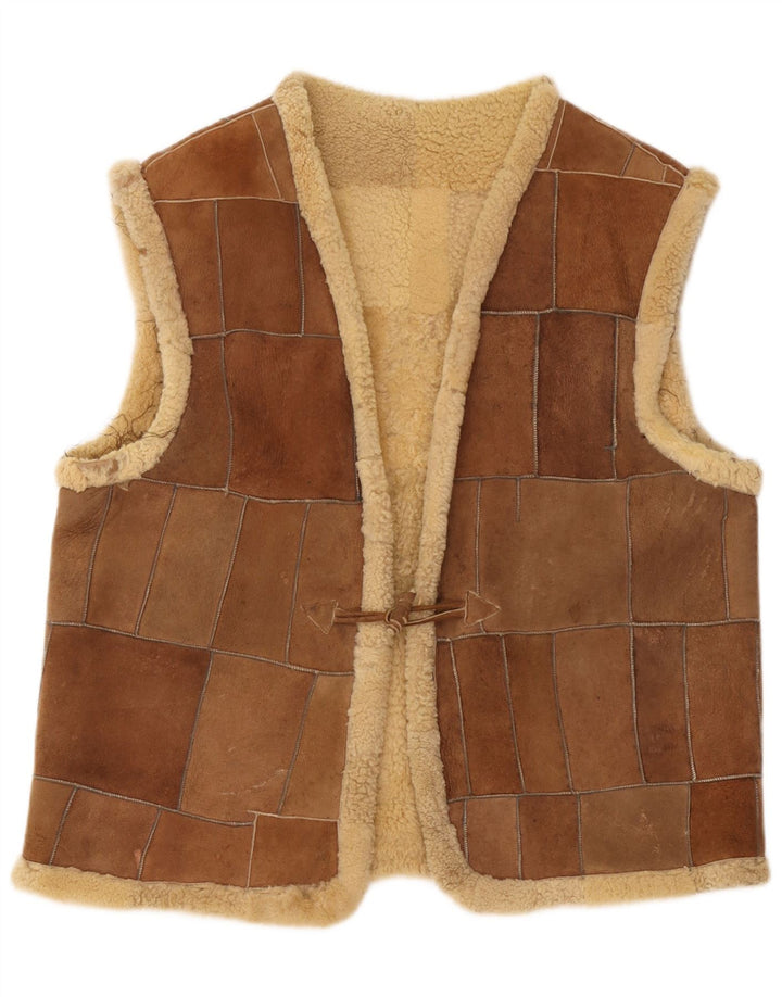 Vintage Herre Shearling Gilet UK 42 XL Brun
