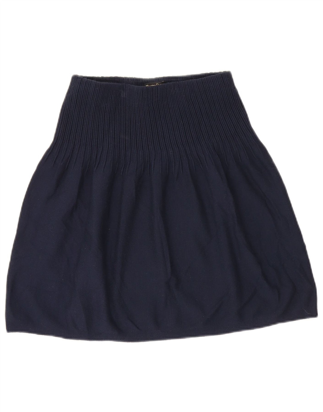 Massimo Dutti Dame Strik A-Line nederdel Small W26 Navy Blue Viscose