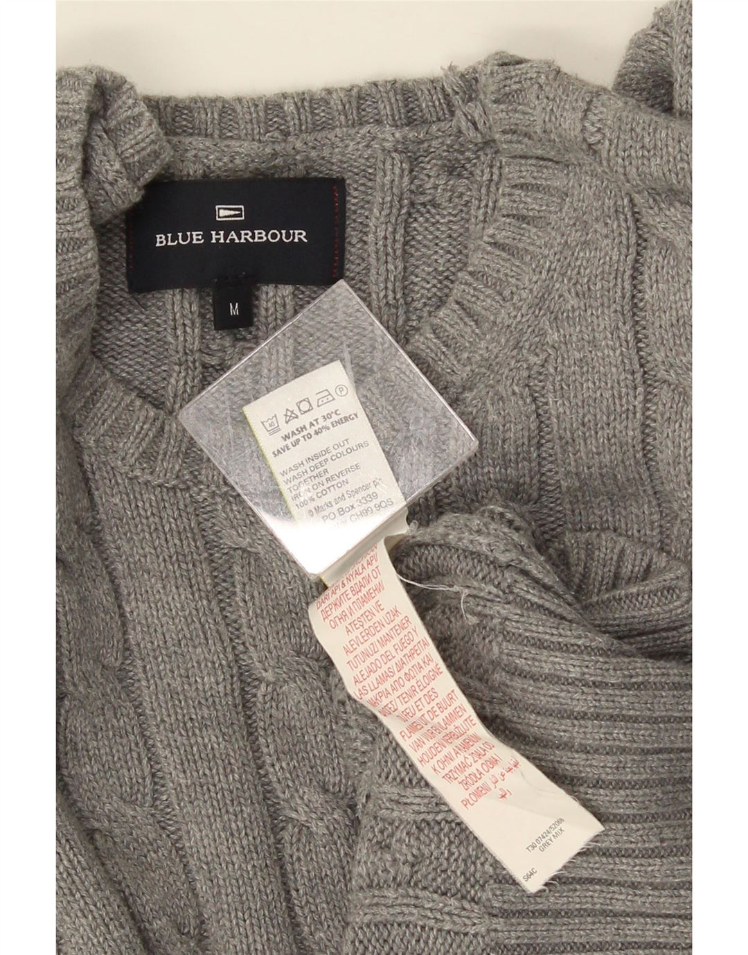 MARKS & SPENCER Herre Blue Harbor trøje med rund hals, mellemgrå