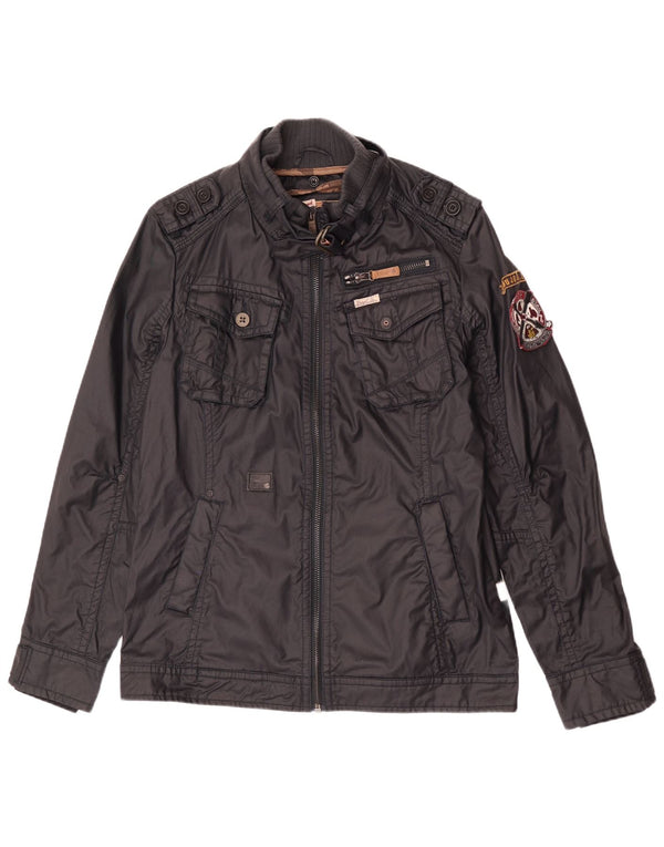 KHUJO Herre Military Jacket UK 40 Large Black Bomuld