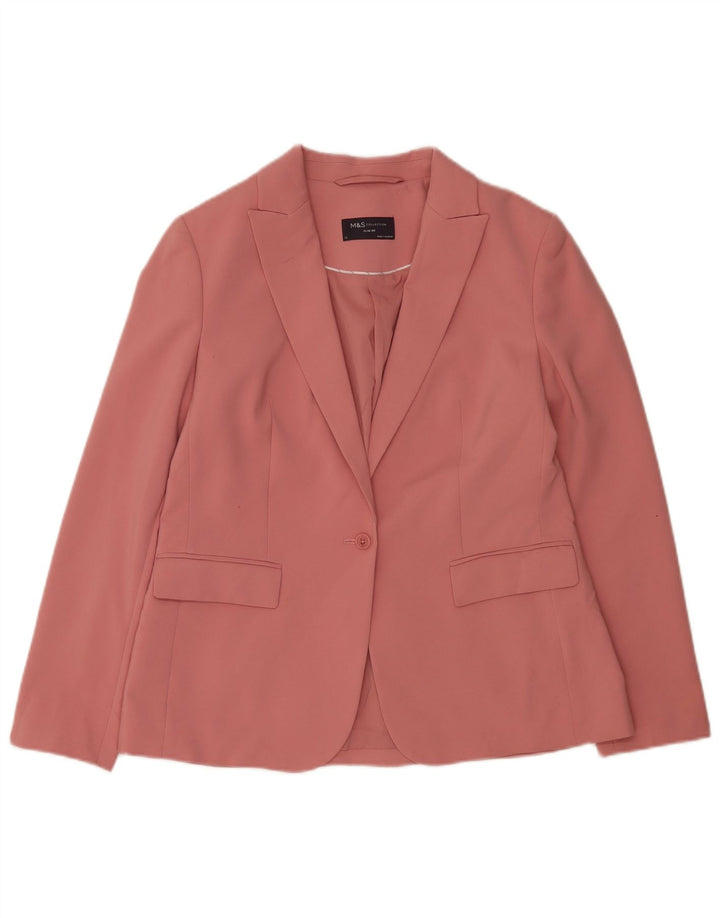 Marks & Spencer Dame 1 knap Slim Fit Blazer Jacket UK 12 Medium Pink