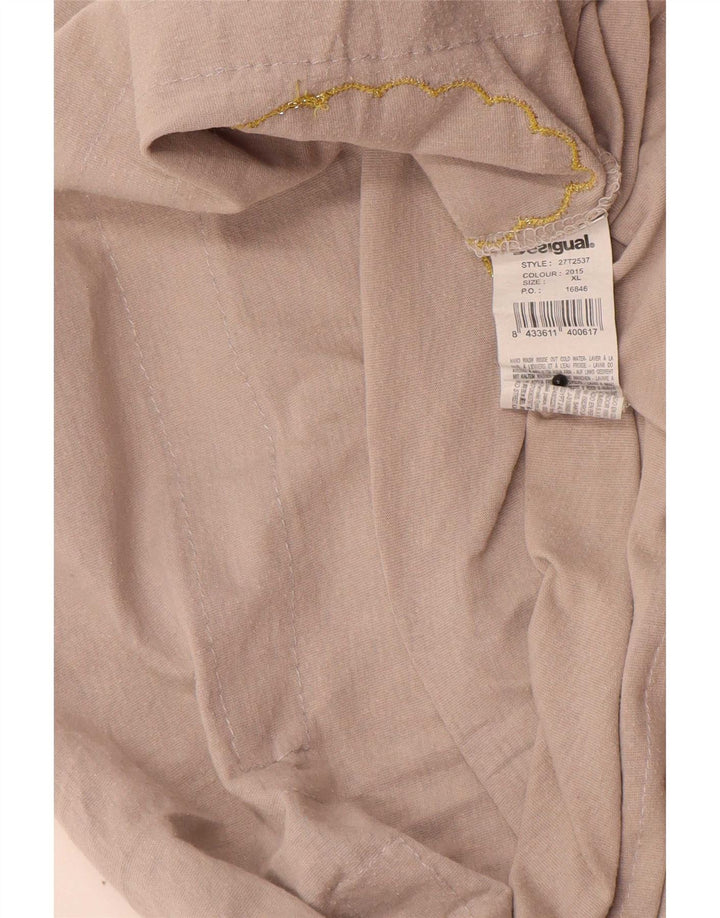 Desigual kvinders abstrakt mønster tunika top UK 18 XL beige bomuld