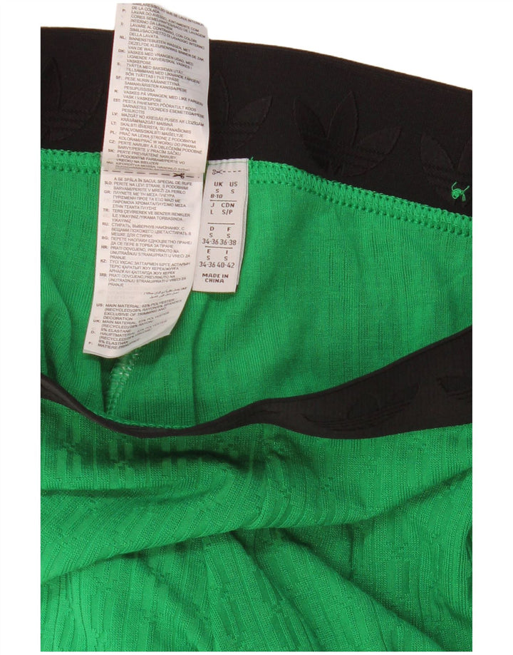 ADIDAS Womens Leggings UK 8/10 Small Green Colourblock Polyester