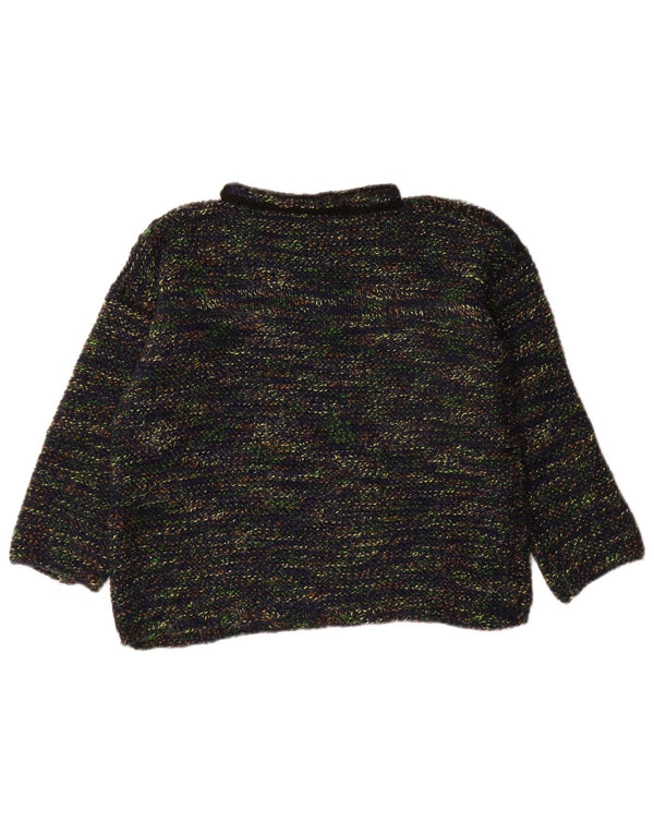 Vintage Dame Turtle Neck Jumper Sweater UK 14 Large Navy Blue Flecked