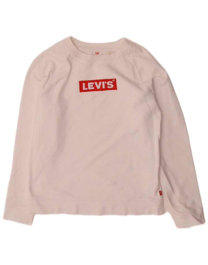Levi's Dame grafisk oversize sweatshirt trøje UK 6 XS Hvid