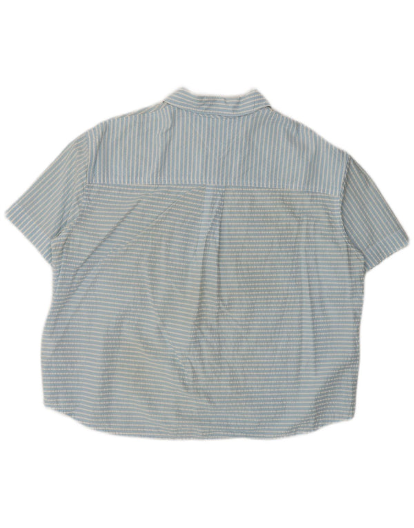 Tommy Hilfiger Womens Short Sleeve Shirt UK 14 Medium Blue Pinstripe
