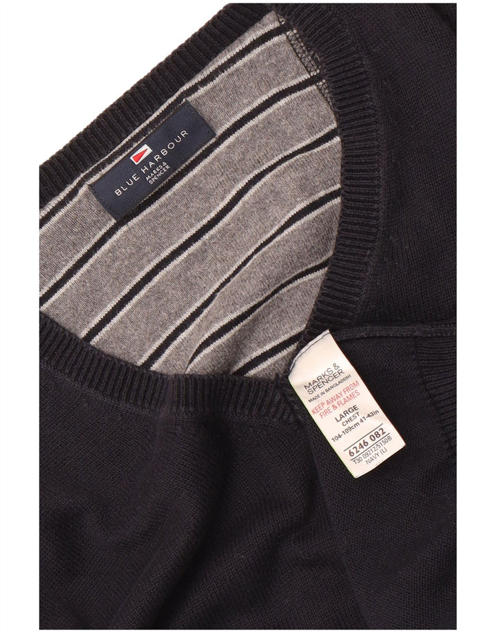 Marks & Spencer Herre Blue Harbor V-hals sweater Large Navy Blue
