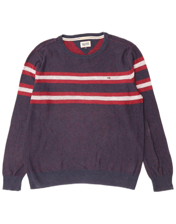 Tommy Hilfiger drenge sweater med rund hals 14-15 år XL blå stribet