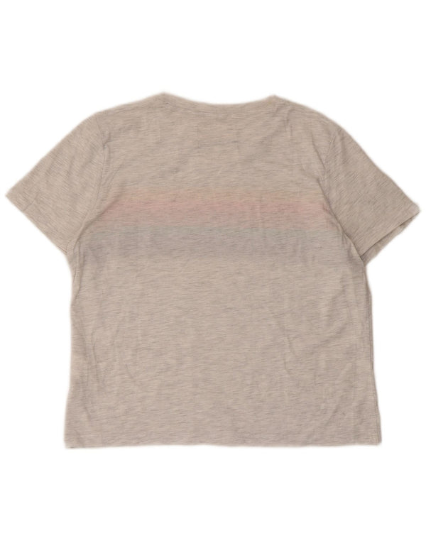Superdry Grafisk T-shirt top til kvinder UK 14 Mellem grå stribet bomuld