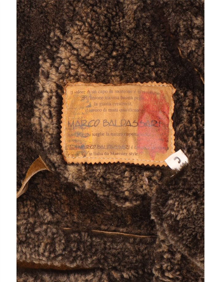 Vintage Dame Hætte Oversized Shearling Jakke IT 44 Medium Brun