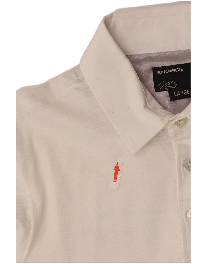 Energie Dame Polo Shirt UK 14 Stor Hvid Bomuld
