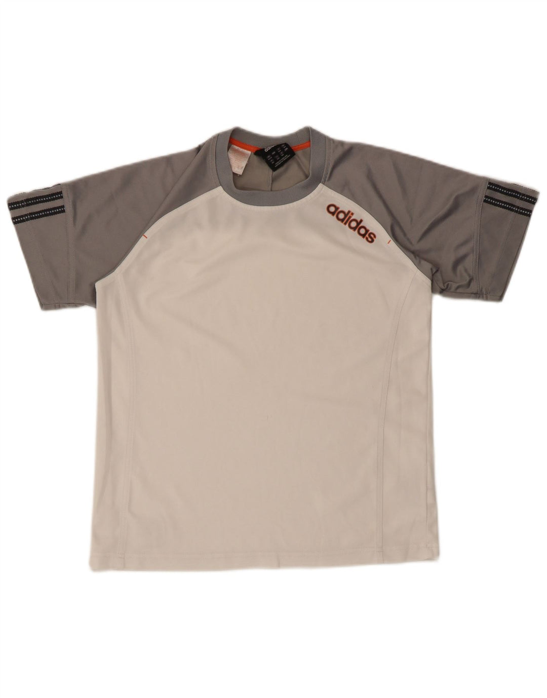 ADIDAS Drenge T-Shirt Top 13-14 år Hvid Colourblock Polyester