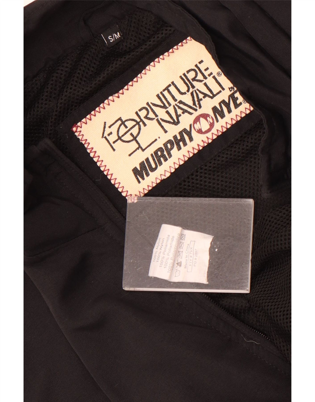 Murphy & Nye Herre grafisk regnjakke UK 36 Small Black Colourblock Nylon