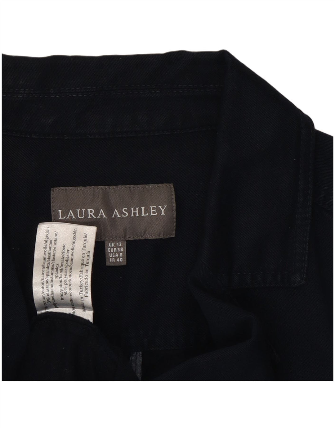 LAURA ASHLEY Dame 2-knaps blazerjakke UK 12 medium marineblå bomuld