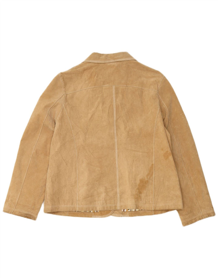 YESSICA Womens Suede 4 Button Blazer Jacket UK 16 Large Beige