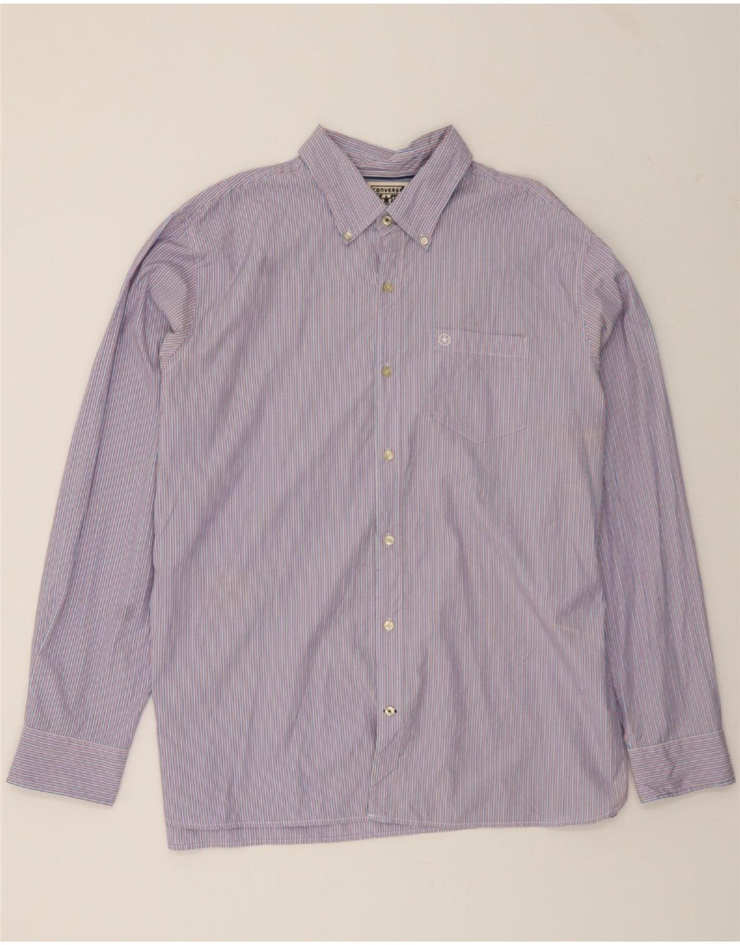 CONVERSE Mens Shirt 2XL Blue Striped Cotton Vintage Converse and Second-Hand Converse from Messina Hembry 