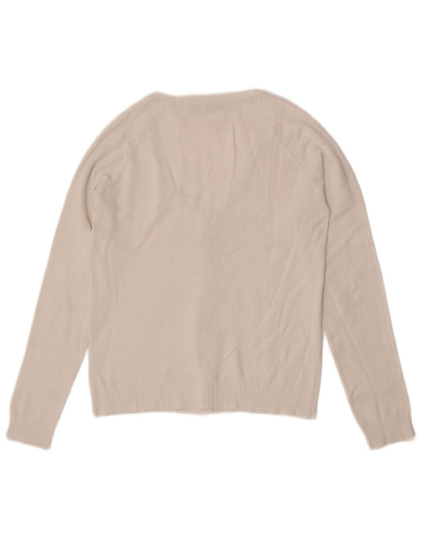 Zara Womens Crop Cardigan Sweater UK 12 Medium White Bomuld