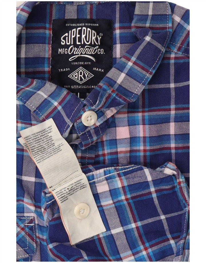 Superdry kortærmet herreskjorte Stor blå ternet bomuld