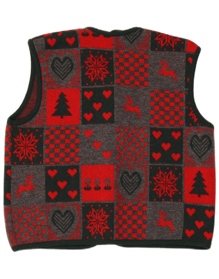 Berwin & Wolff Damestrik vest EU 44 XL Rød Patchwork Ny uld