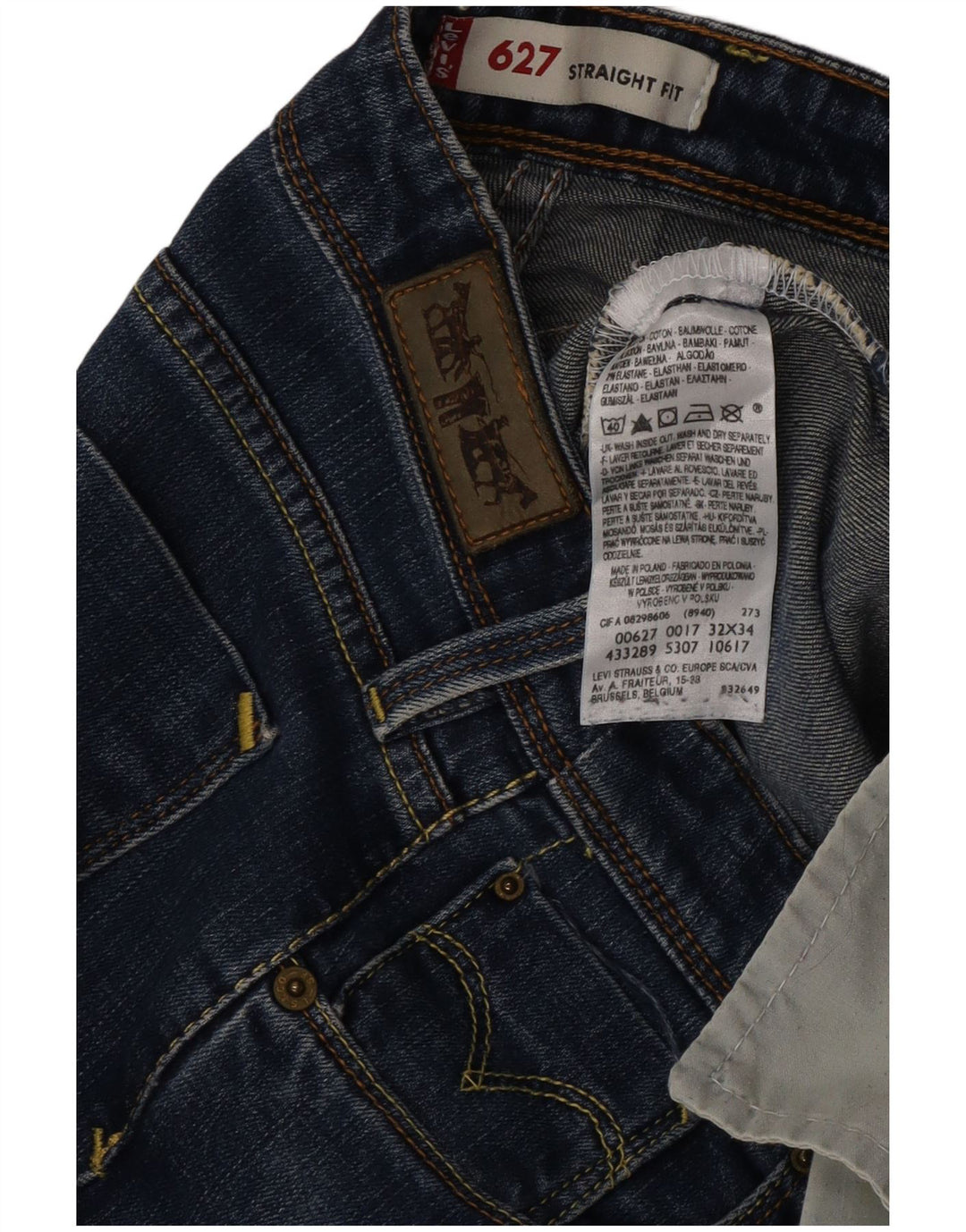 Levi's Dame 627 Straight Jeans W32 L30 Blå Bomuld