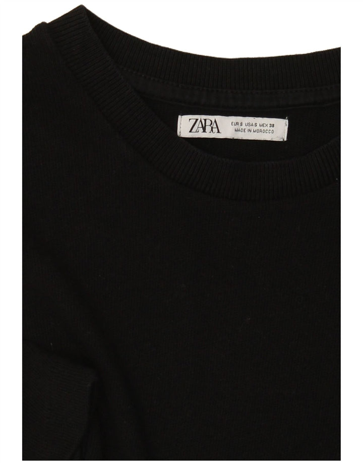 Zara Dame T-Shirt Top UK 10 Lille Sort