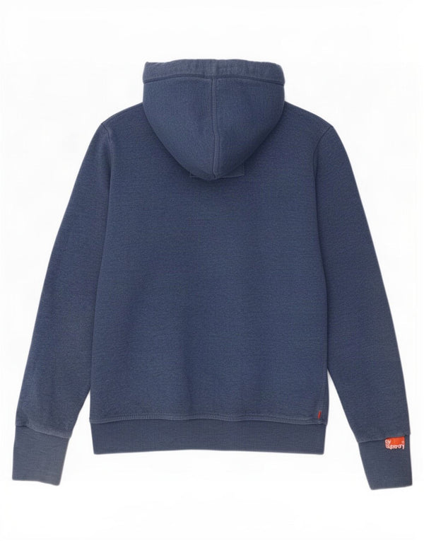 Superdry hættetrøje til kvinder med lynlås UK 16 Stor blå bomuld