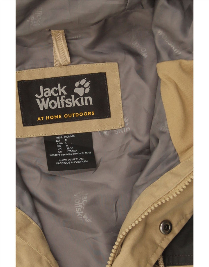 Jack Wolfskin Herre Hooded Parka Jacket UK 36/38 Medium Beige Colourblock